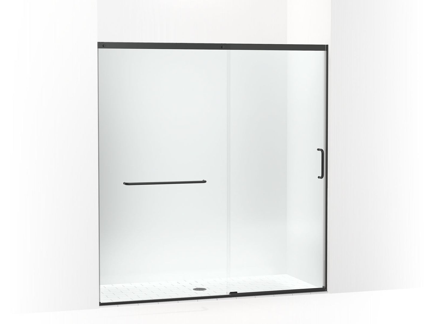 KOHLER K-707617-8L-BL Elate Sliding Shower Door, 75-1/2" H X 68-1/4 - 71-5/8" W, With Heavy 5/16" Thick Crystal Clear Glass In Matte Black