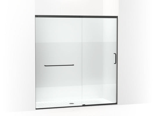 KOHLER K-707617-8G81-BL Elate Sliding Shower Door, 75-1/2" H X 68-1/4 - 71-5/8" W, With Heavy 5/16" Thick Crystal Clear Glass With Privacy Band In Matte Black