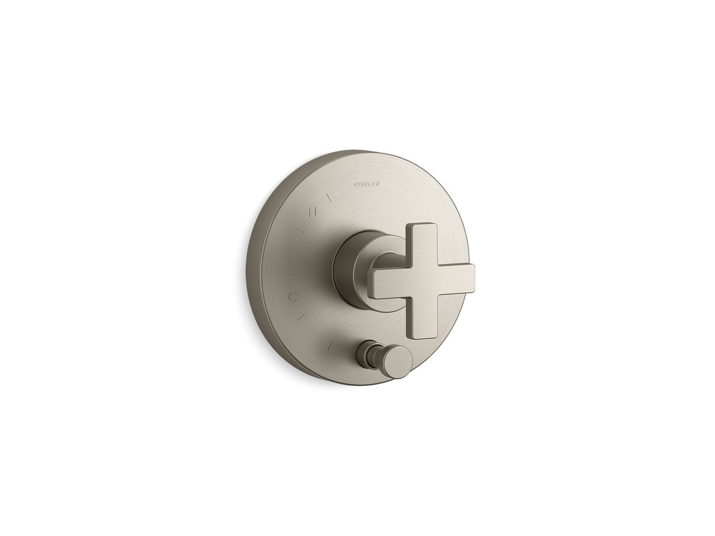 KOHLER K-T73117-3-BN Composed Rite-Temp Valve Trim With Push-Button Diverter And Cross Handle In Vibrant Brushed Nickel