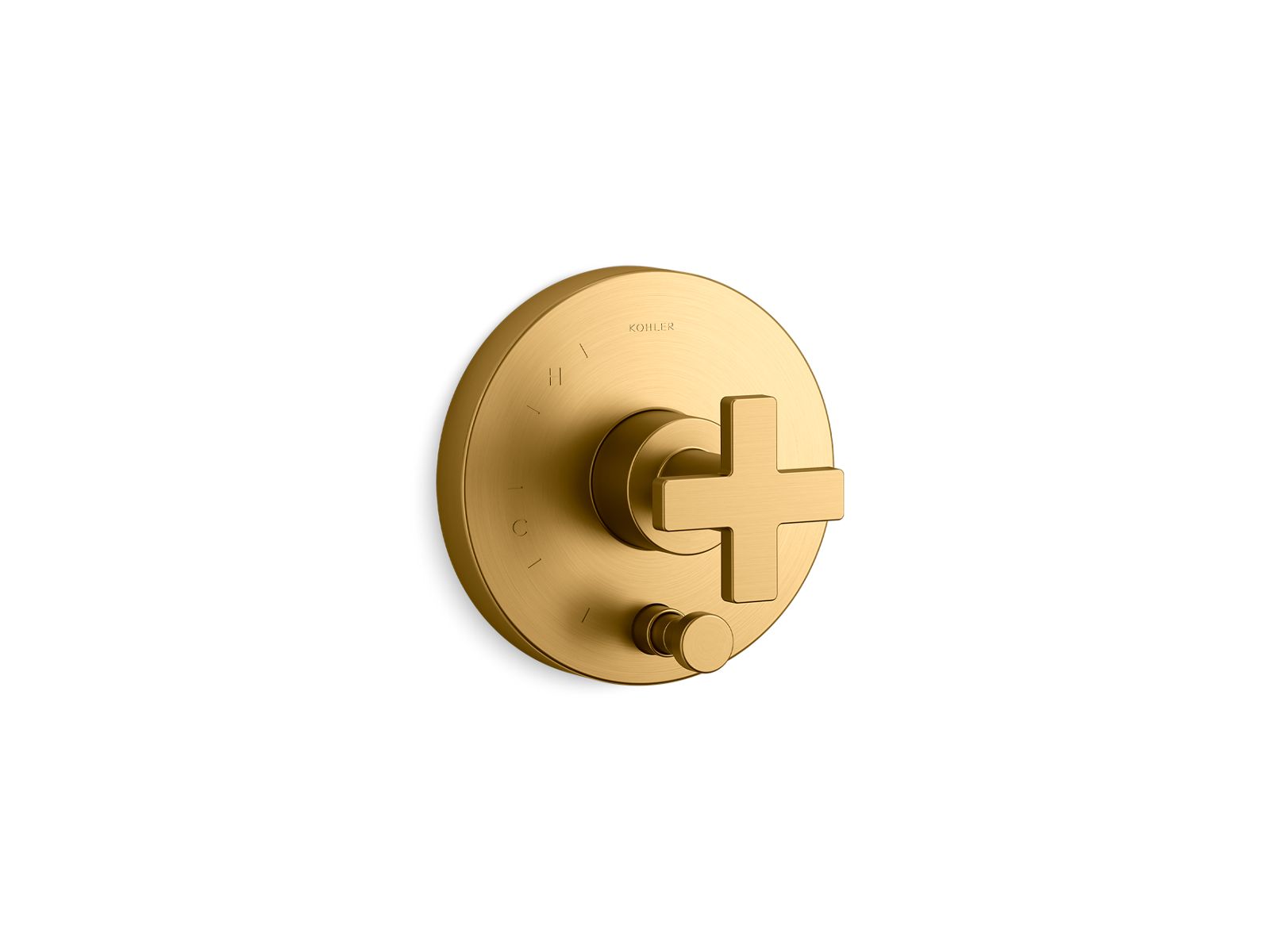 KOHLER K-T73117-3-2MB Composed Rite-Temp Valve Trim With Push-Button Diverter And Cross Handle - Vibrant Brushed Moderne Brass