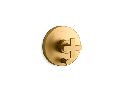 KOHLER K-T73117-3-2MB Composed Rite-Temp valve trim with push-button diverter and cross handle - Vibrant Brushed Moderne Brass