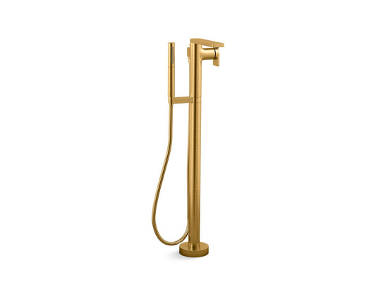 KOHLER K-T73087-4-2MB Composed Floor-Mount Bath Filler Trim With Handshower In Vibrant Brushed Moderne Brass