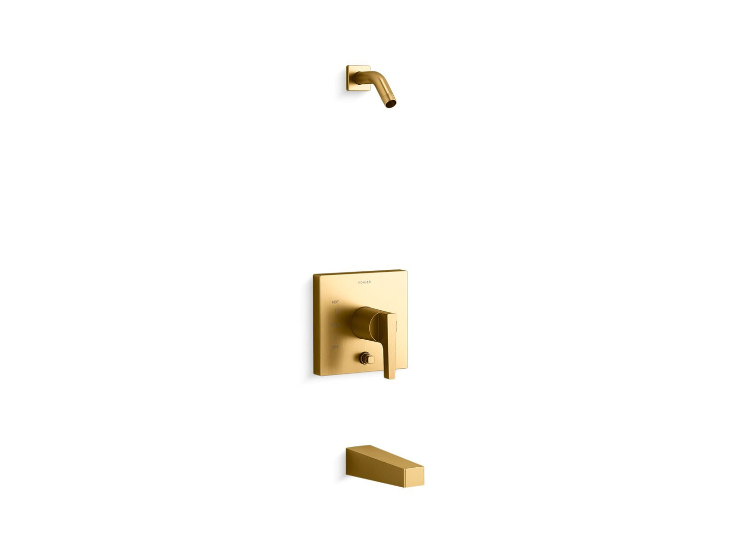 KOHLER K-T99763-4L-2MB Honesty Rite-Temp Bath And Shower Trim Kit With Push-Button Diverter, Without Showerhead In Vibrant Brushed Moderne Brass