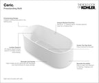 KOHLER K-25985-0 Ceric 65-1/4" X 31-1/4" Freestanding Bath - White