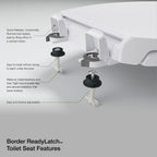 KOHLER K-24495-A-0 Border Readylatch Quiet-Close Elongated Toilet Seat With Antimicrobial Agent - White