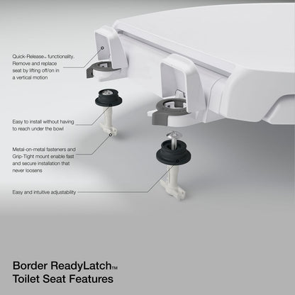 KOHLER K-24494-A-96 Border ReadyLatch Quiet-Close round-front toilet seat with antimicrobial agent - Biscuit