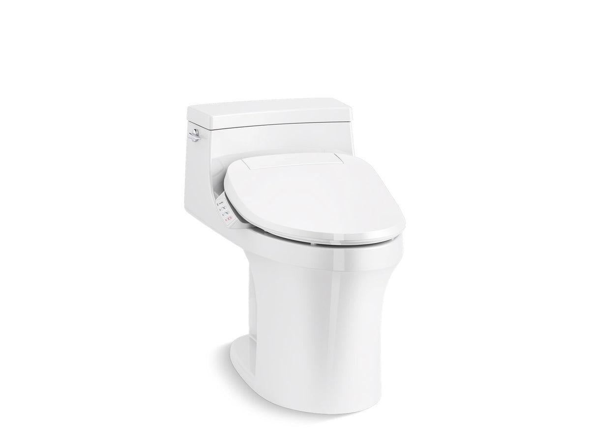 KOHLER K-5172-HC-0 San Souci Hidden Cord One-Piece Compact Elongated Toilet With Concealed Trapway, 1.28 Gpf Toilet - White