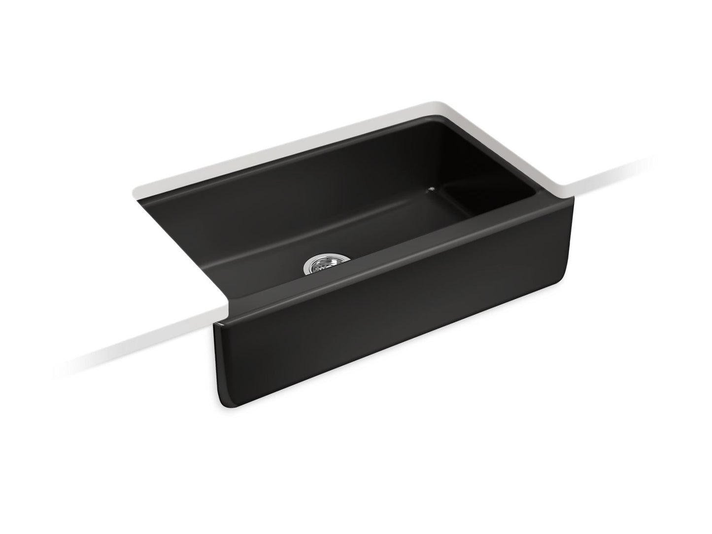 KOHLER K-6546-7 Dickinson 33" Undermount Single-Bowl Farmhouse Kitchen Sink In Black Black