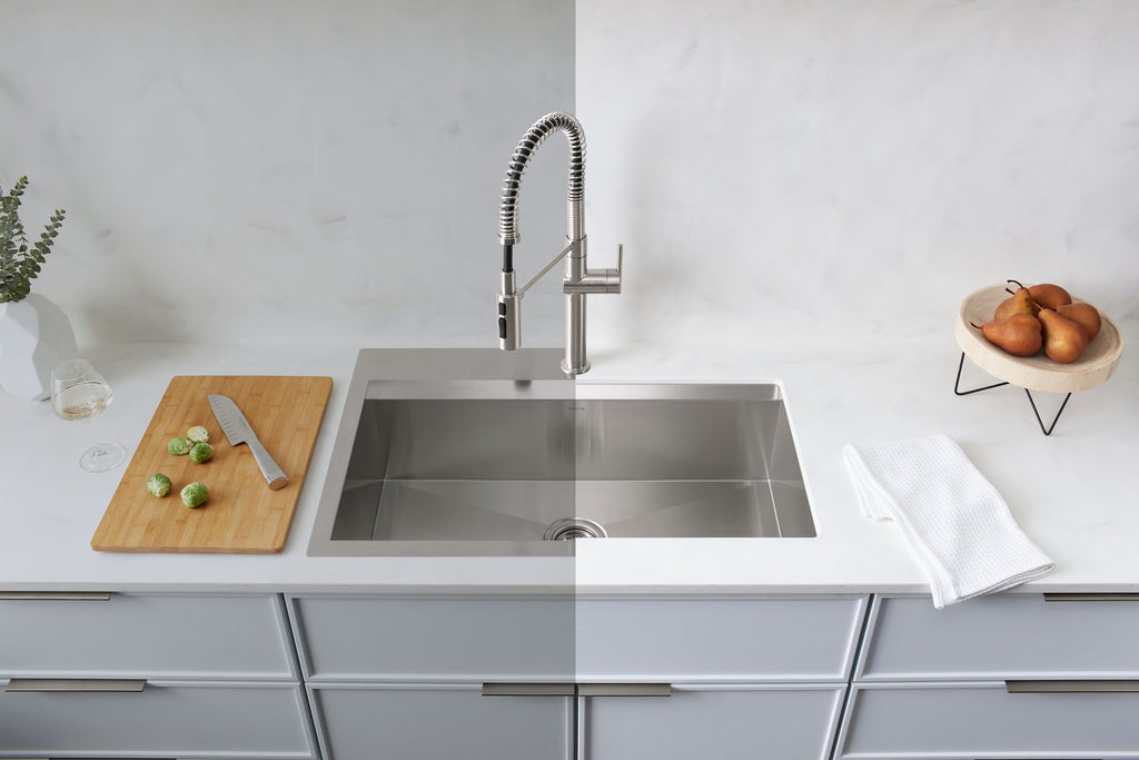 KOHLER K-80084-1PC-NA Task 33" Top-/Undermount Single-Bowl Workstation Kitchen Sink - Stainless Steel