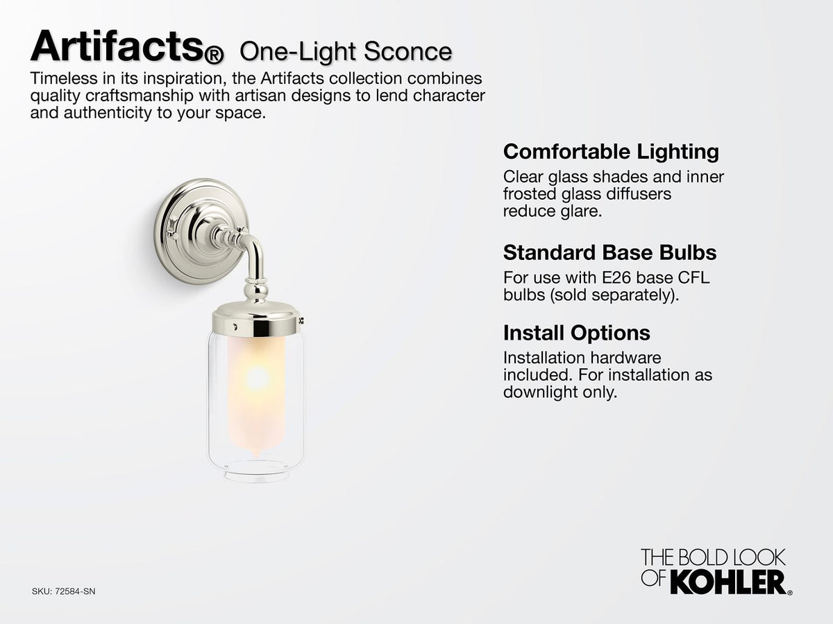 KOHLER K-72584-2GL Artifacts One-Light Sconce - Brushed Moderne Brass