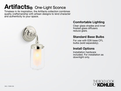 KOHLER K-72584-CPL Artifacts One-light sconce - Polished Chrome