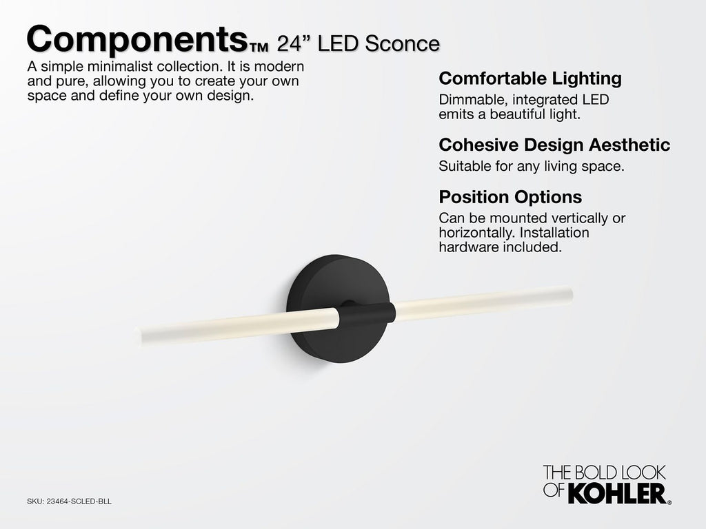 KOHLER K-23464-SCLED-SNL Components Two-Light Led Sconce - Polished Nickel