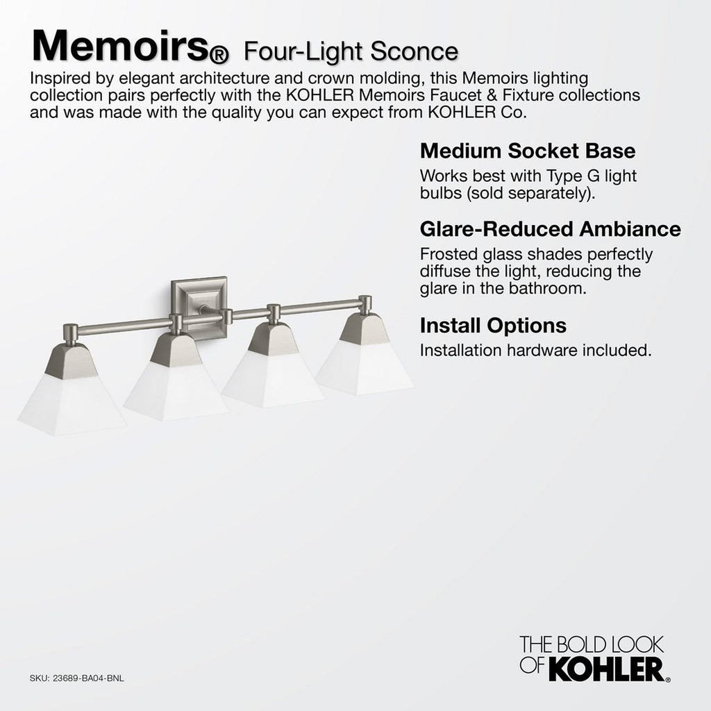 KOHLER K-23689-BA04-CPL Memoirs Four-Light Sconce - Polished Chrome