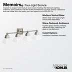 KOHLER K-23689-BA04-CPL Memoirs Four-Light Sconce - Polished Chrome