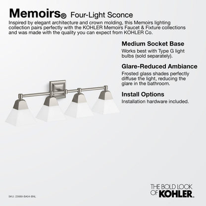 KOHLER K-23689-BA04-CPL Memoirs Four-light sconce - Polished Chrome
