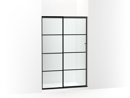 KOHLER K-707606-6G79-BL Elate Sliding Shower Door, 70-1/2" H X 44-1/4 - 47-5/8" W, With 1/4" Thick Crystal Clear Glass With Rectangular Grille Pattern In Matte Black