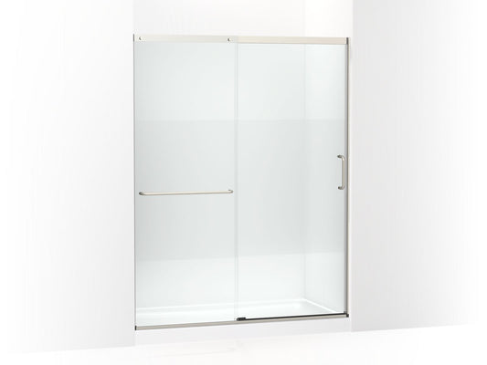 KOHLER K-707615-8G81-MX Elate Sliding Shower Door, 75-1/2" H X 56-1/4 - 59-5/8" W, With Heavy 5/16" Thick Crystal Clear Glass With Privacy Band In Matte Nickel