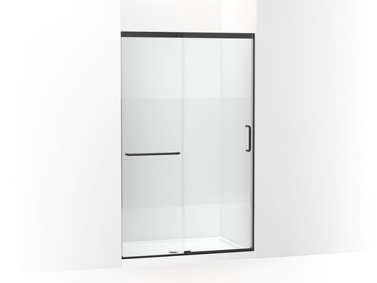 KOHLER K-707613-8G81-BL Elate Sliding Shower Door, 75-1/2" H X 44-1/4 - 47-5/8" W, With Heavy 5/16" Thick Crystal Clear Glass With Privacy Band In Matte Black