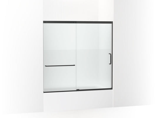 KOHLER K-707618-8G81-BL Elate Sliding Bath Door, 56-3/4" H X 56-1/4 - 59-5/8" W With Heavy 5/16" Thick Crystal Clear Glass With Privacy Band In Matte Black