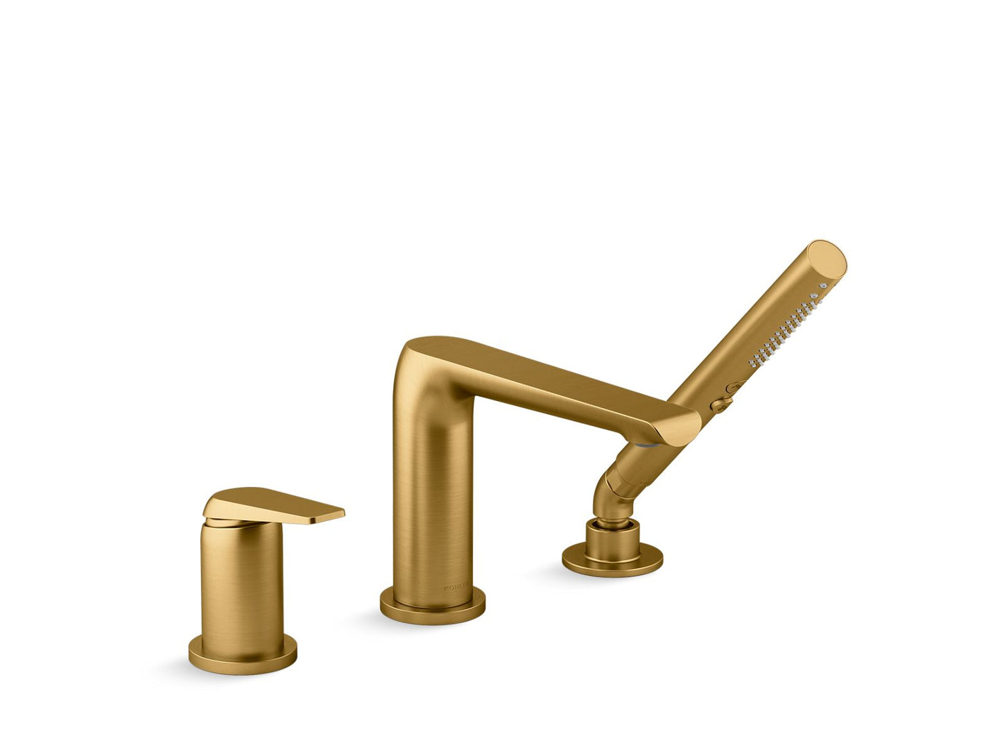 KOHLER K-97360-4-2MB Avid Deck-Mount Bath Faucet With Handshower In Vibrant Brushed Moderne Brass