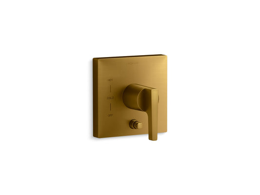 KOHLER K-T99762-4-2MB Honesty Rite-Temp valve trim with push-button diverter - Vibrant Brushed Moderne Brass