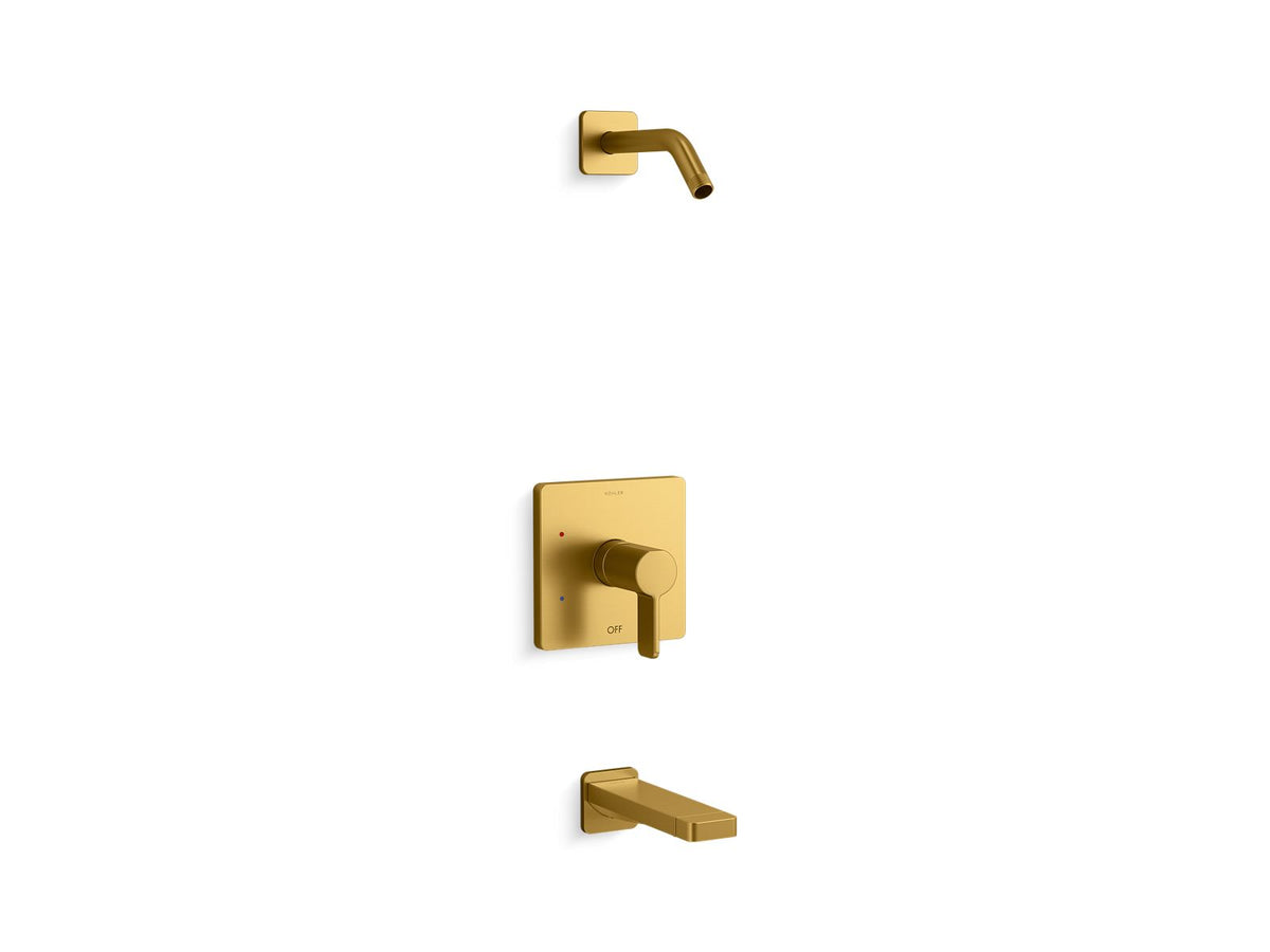 KOHLER K-TLS23502-4-2MB Parallel Rite-Temp Bath And Shower Trim Kit, Without Showerhead - Vibrant Brushed Moderne Brass