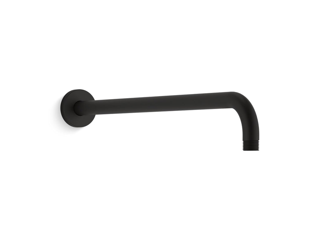 KOHLER K-26307-BL Statement 19" Wall-Mount Single-Function Rainhead Arm And Flange - Matte Black