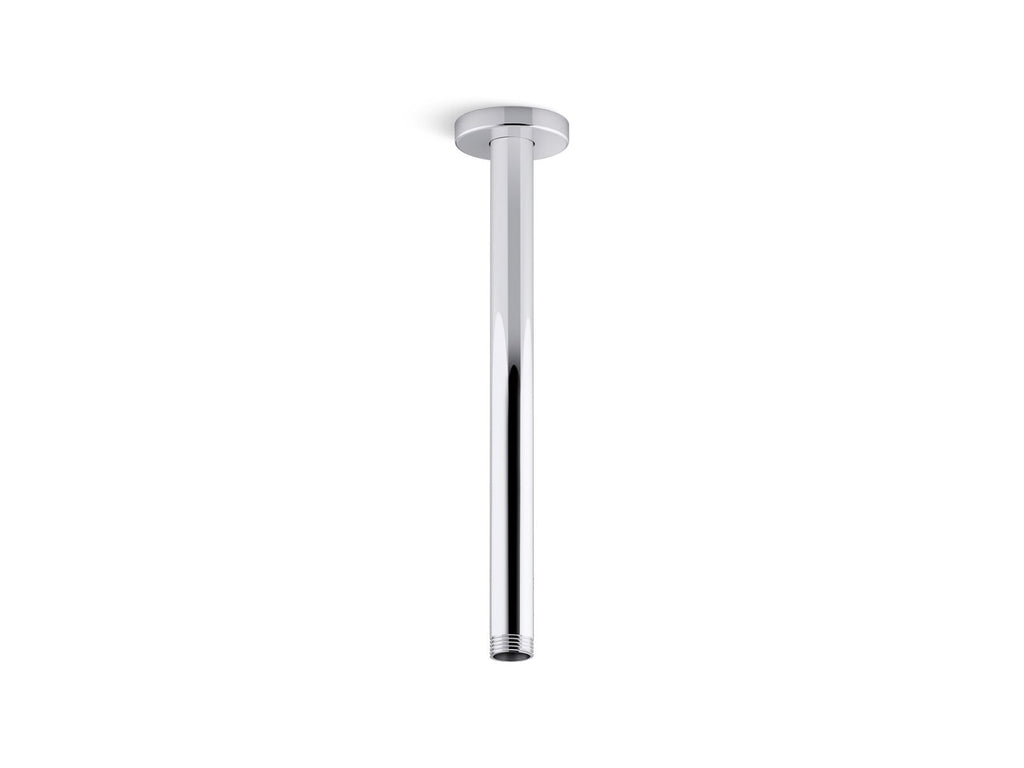 KOHLER K-26321-CP Statement 12" Ceiling-Mount Single-Function Rainhead Arm And Flange - Polished Chrome