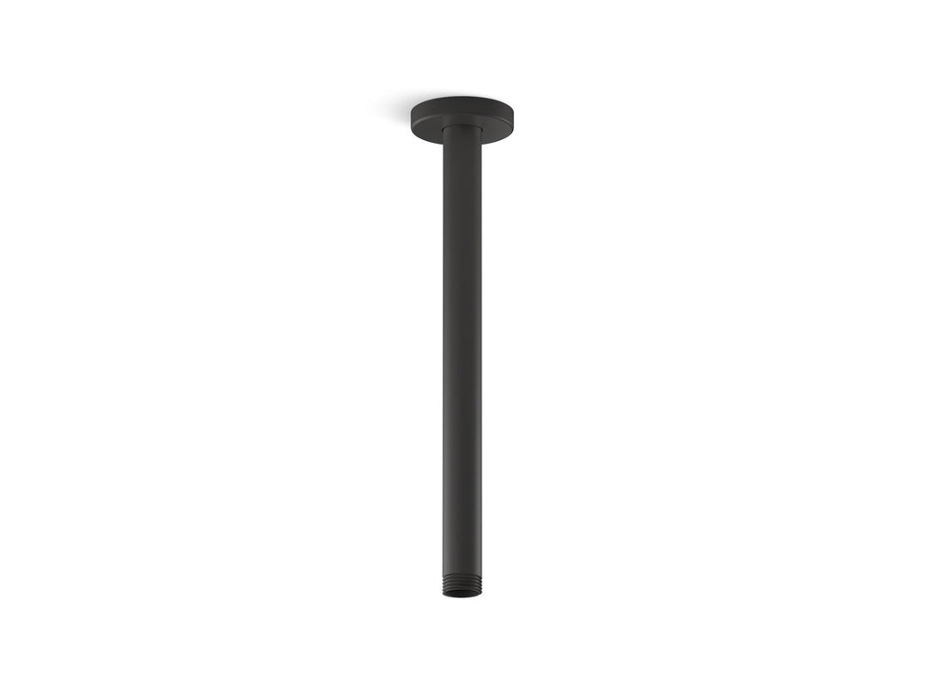 KOHLER K-26321-BL Statement 12" Ceiling-Mount Single-Function Rainhead Arm And Flange - Matte Black