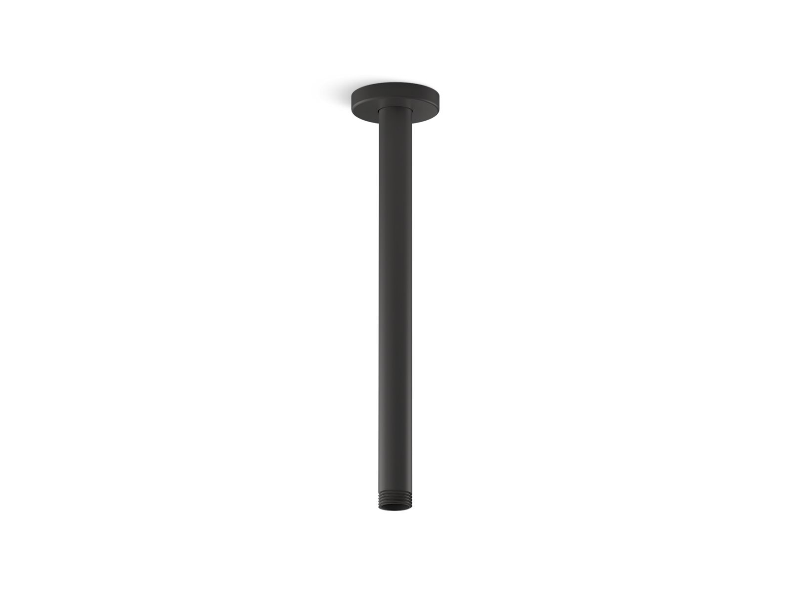 KOHLER K-26321-BL Statement 12" ceiling-mount single-function rainhead arm and flange - Matte Black