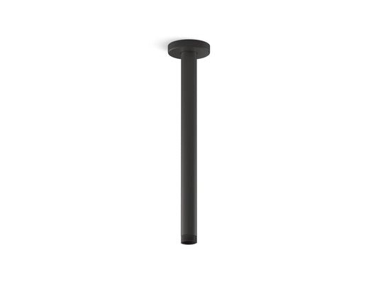KOHLER K-26321-BL Statement 12" ceiling-mount single-function rainhead arm and flange - Matte Black