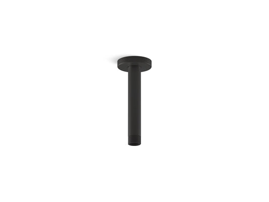 KOHLER K-26320-BL Statement 6" ceiling-mount single-function rainhead arm and flange - Matte Black