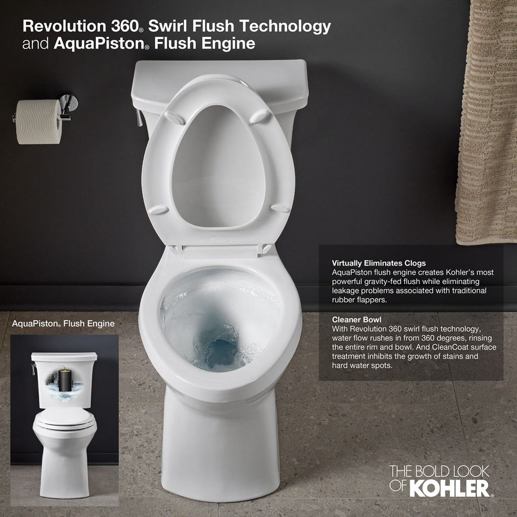 KOHLER K-20148-7 Betello Elongated Toilet Bowl With Skirted Trapway - Black Black