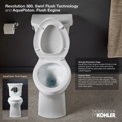 KOHLER K-3814-95 Corbelle Two-piece elongated toilet with skirted trapway, 1.28 gpf - Ice Grey