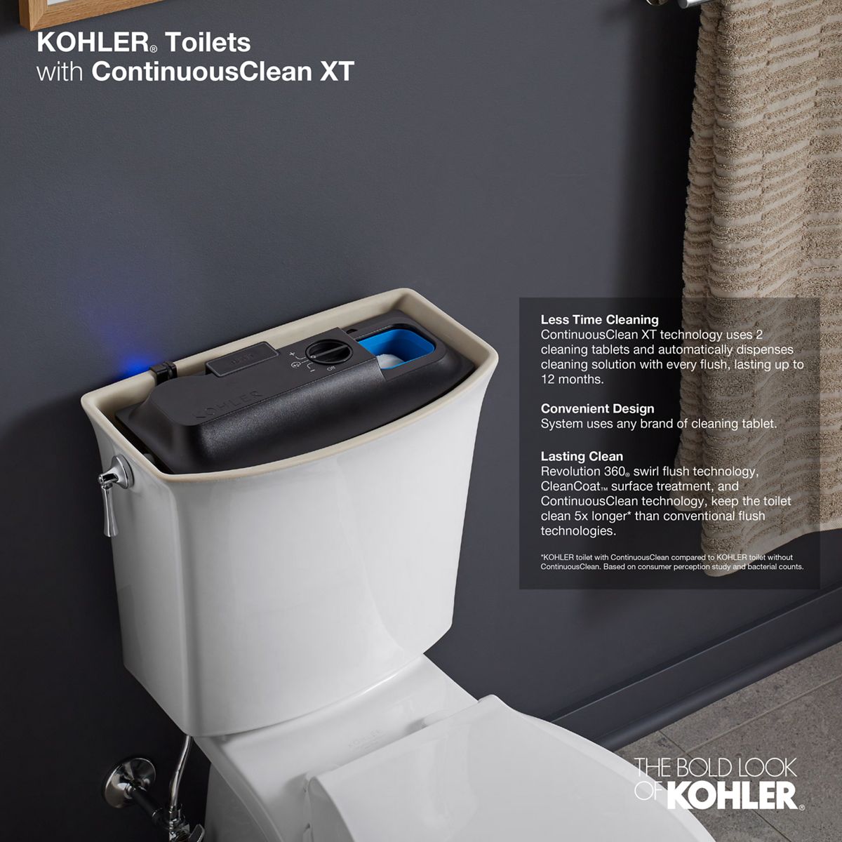 KOHLER K-20204-0 Betello Continuousclean Xt Toilet Tank, 1.28 Gpf - White