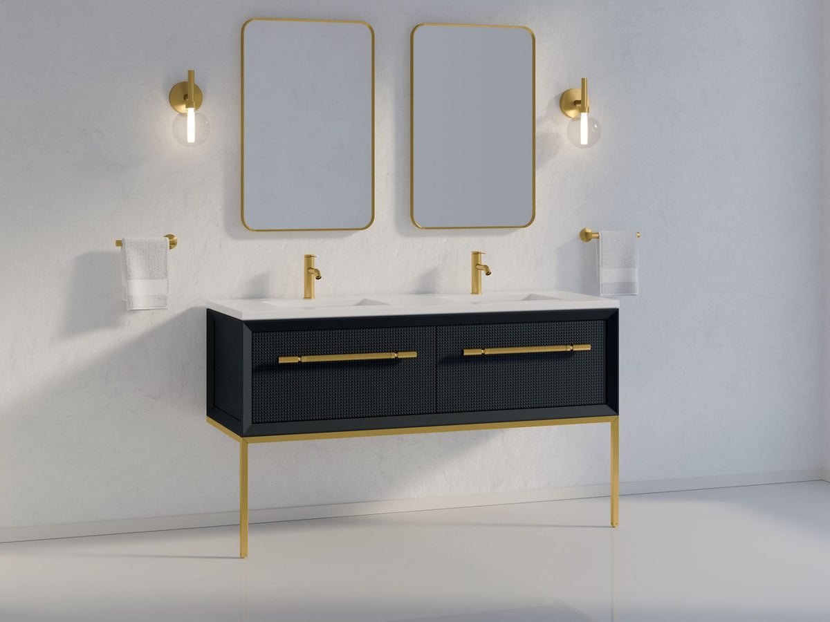 KOHLER K-33563-GL7 Enivo 60" Wall-Hung Bathroom Vanity Cabinet - Gloss Black
