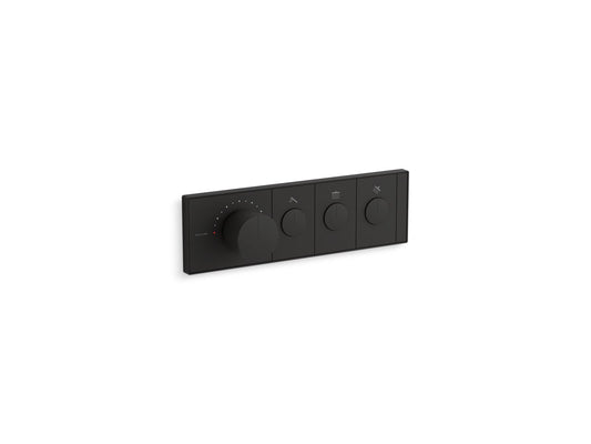 KOHLER K-26347-9-BL Anthem Three-Outlet Recessed Mechanical Thermostatic Valve Control In Matte Black