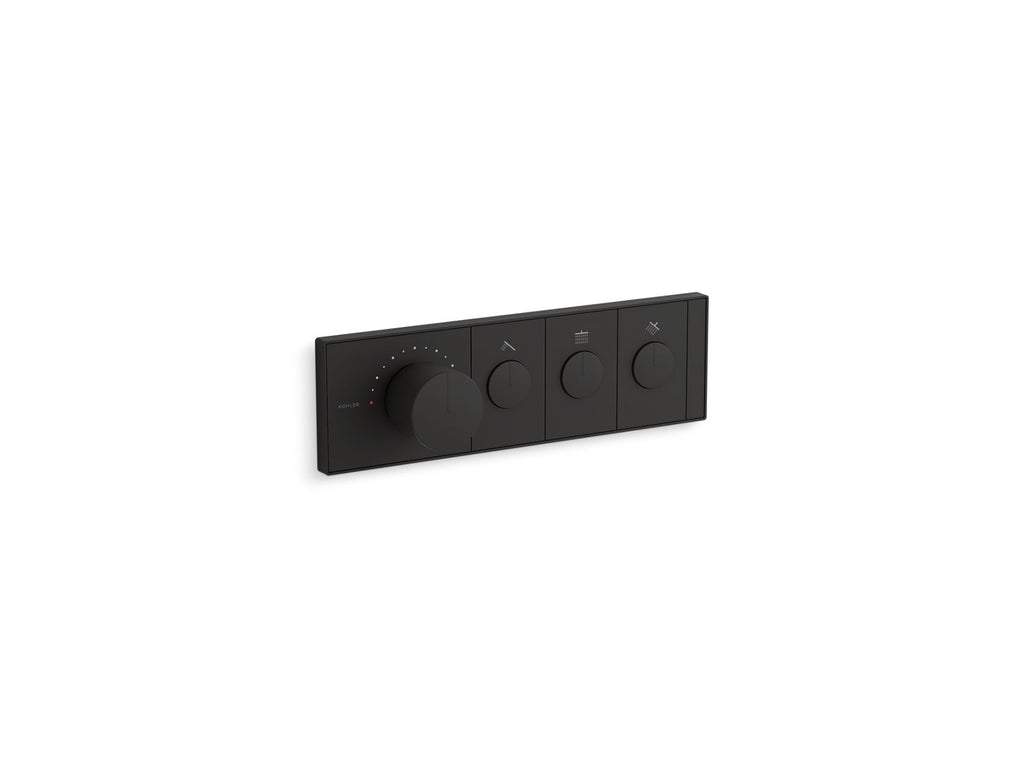 KOHLER K-26347-9-BL Anthem Three-Outlet Recessed Mechanical Thermostatic Valve Control - Matte Black