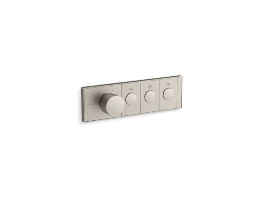 KOHLER K-26347-9-BN Anthem Three-Outlet Recessed Mechanical Thermostatic Valve Control In Vibrant Brushed Nickel