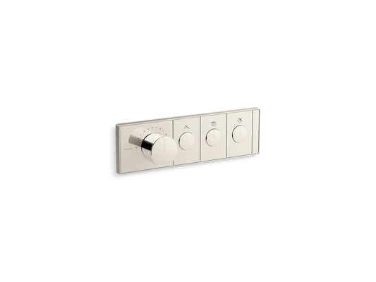 KOHLER K-26347-9-SN Anthem Three-Outlet Recessed Mechanical Thermostatic Valve Control In Vibrant Polished Nickel