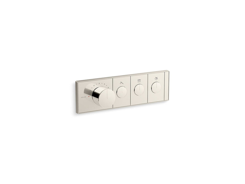 KOHLER K-26347-9-SN Anthem Three-Outlet Recessed Mechanical Thermostatic Valve Control - Vibrant Polished Nickel