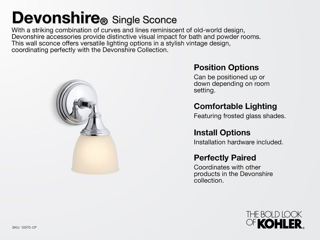KOHLER K-10570-BNL Devonshire One-Light Sconce - Brushed Nickel
