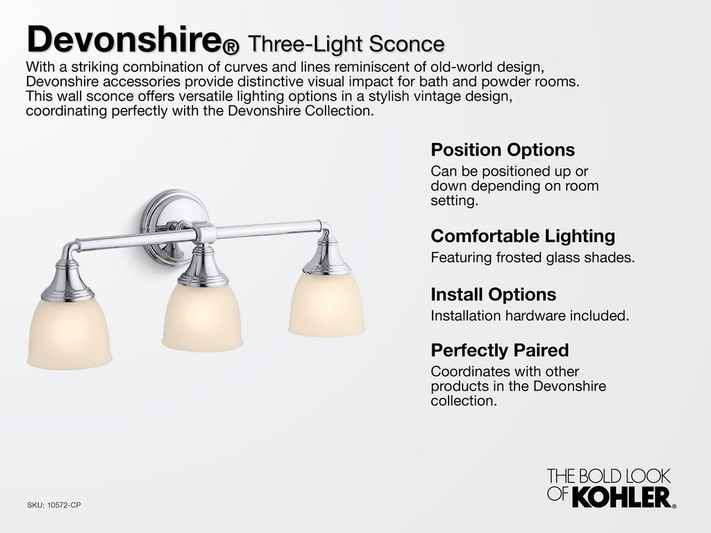 KOHLER K-10571-BML Devonshire Two-Light Sconce - Black With Brass Trim