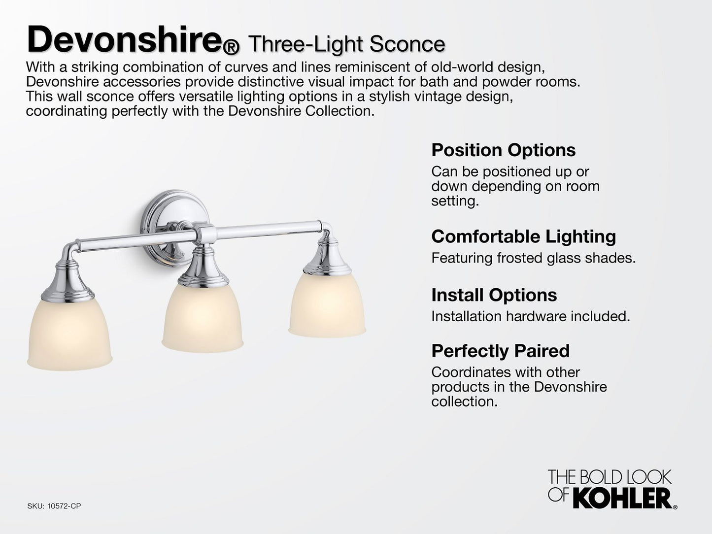 KOHLER K-10572-BNL Devonshire Three-light sconce - Brushed Nickel
