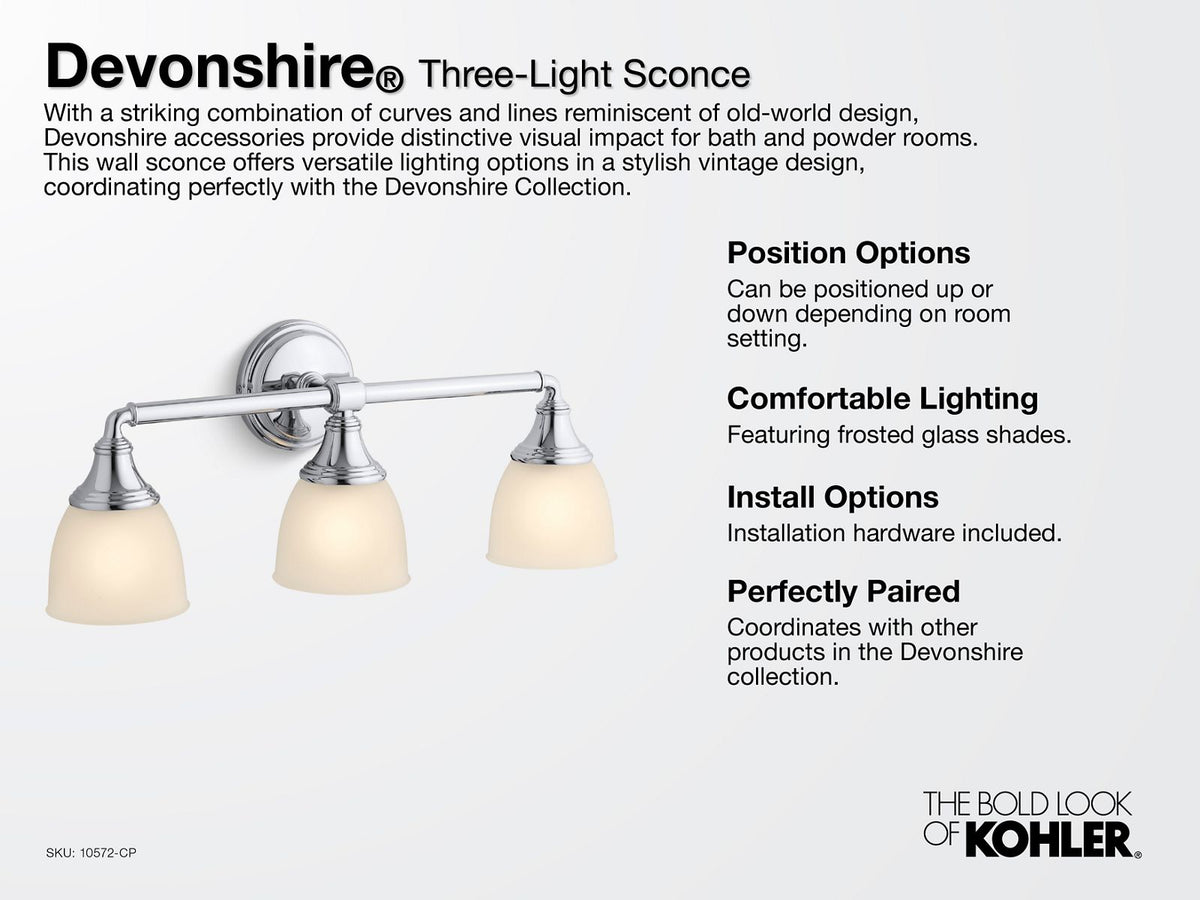 KOHLER K-10571-BML Devonshire Two-Light Sconce - Black With Brass Trim