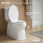 KOHLER K-24495-A-0 Border Readylatch Quiet-Close Elongated Toilet Seat With Antimicrobial Agent - White