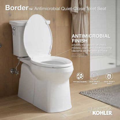 KOHLER K-24494-A-96 Border ReadyLatch Quiet-Close round-front toilet seat with antimicrobial agent - Biscuit