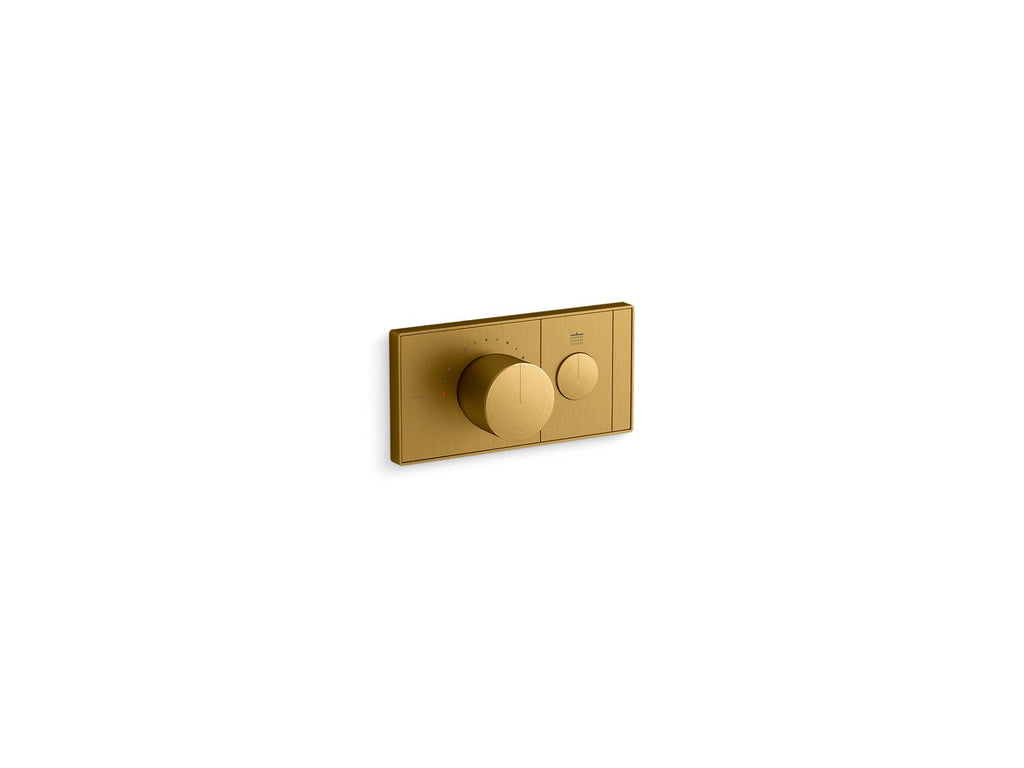 KOHLER K-26345-9-2MB Anthem One-Outlet Recessed Mechanical Thermostatic Valve Control - Vibrant Brushed Moderne Brass