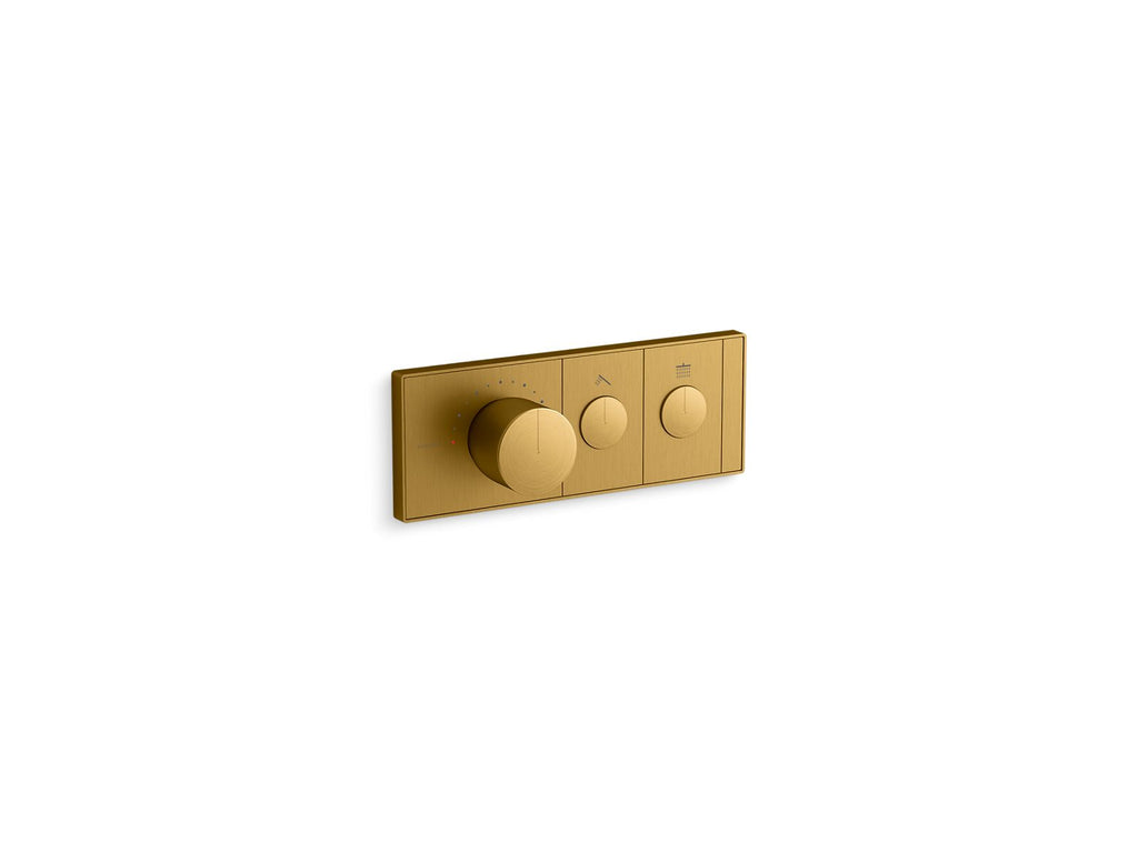 KOHLER K-26346-9-2MB Anthem Two-Outlet Recessed Mechanical Thermostatic Valve Control - Vibrant Brushed Moderne Brass