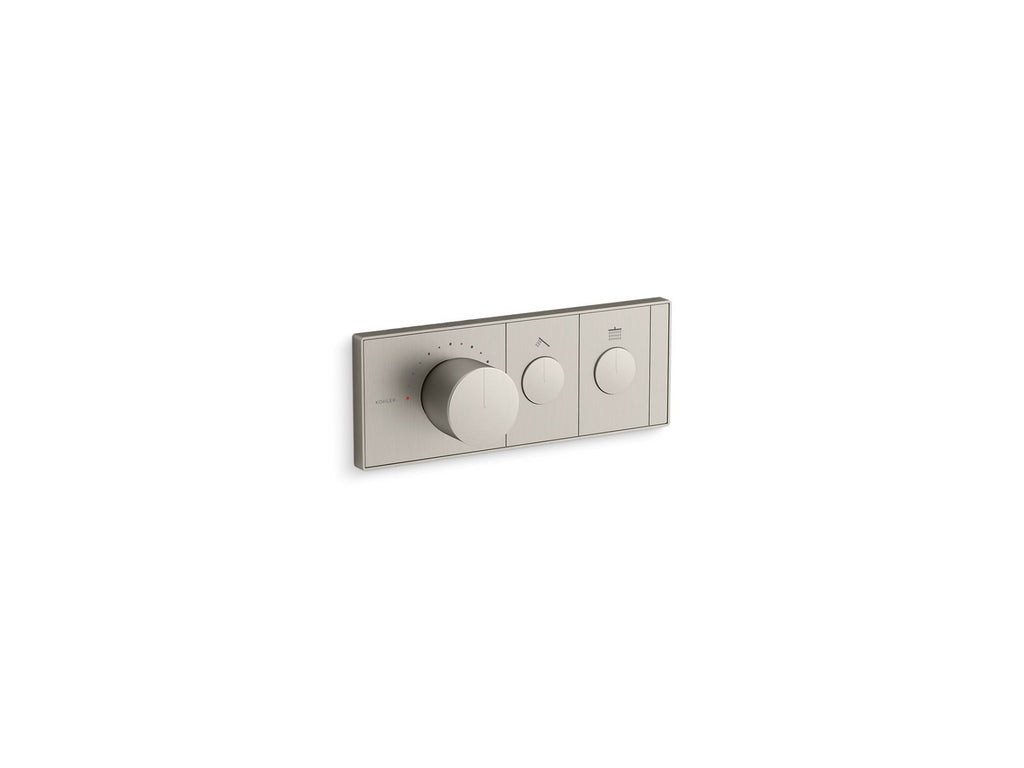 KOHLER K-26346-9-BN Anthem Two-Outlet Recessed Mechanical Thermostatic Valve Control - Vibrant Brushed Nickel